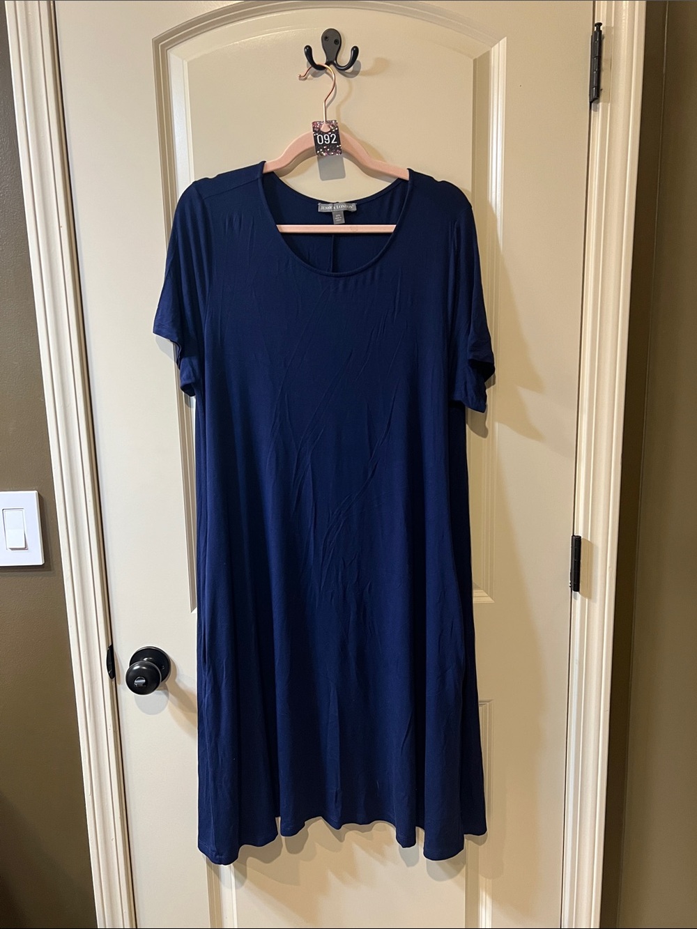 Jessica London Navy Blue Short Sleeve Swing Dress
